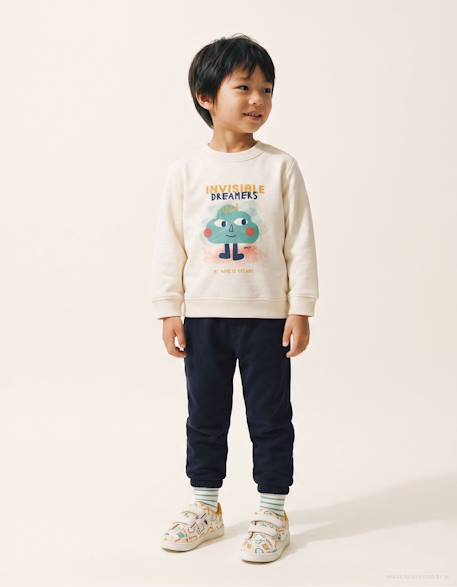 Ensemble de jogging en coton peigné avec imprimé dreamers Blanc+Marrón 1 - vertbaudet enfant 