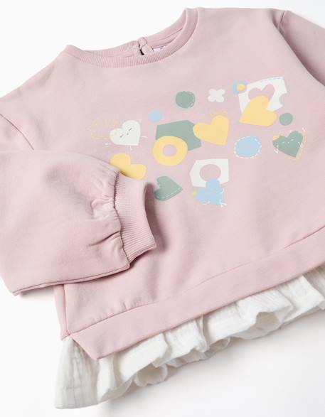 Ensemble de jogging en coton peigné avec imprimé de cœurs et pois Mauve clair 4 - vertbaudet enfant 