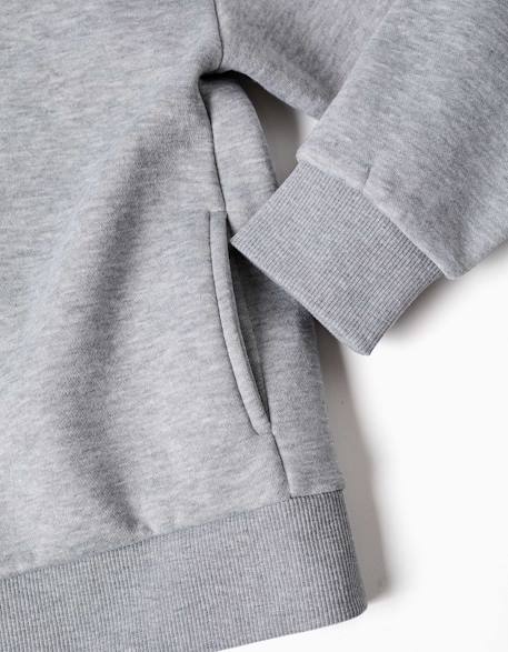 Sweat zippé en molleton avec capuche et doublure en coton peigné Bleu foncé+Gris 7 - vertbaudet enfant 