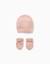 Ensemble bonnet + moufles en maille Rose clair 1 - vertbaudet enfant 