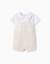 Barboteuse en coton et lin à rayures Beige clair 1 - vertbaudet enfant 