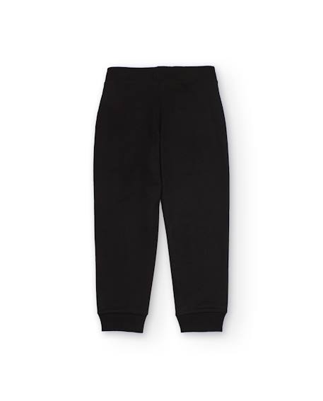 Pantalon sportif pour garçon en molleton avec cordon et poignets élastiques Noir 2 - vertbaudet enfant 