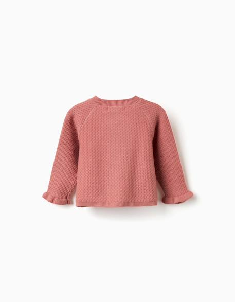 Gilet en maille avec poignets à volants Rose 2 - vertbaudet enfant 