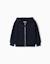 Sweat zippé en molleton avec capuche et doublure en coton peigné Bleu foncé+Gris 1 - vertbaudet enfant 
