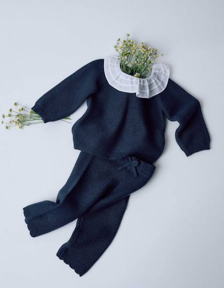 Ensemble pull et pantalon en maille Bleu foncé 1 - vertbaudet enfant 