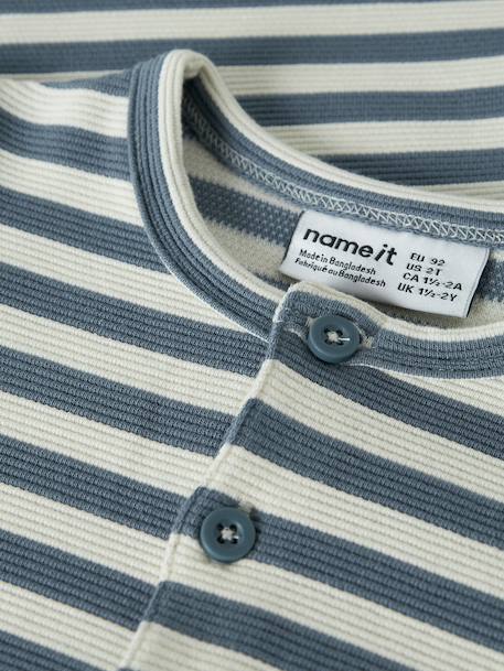 T-shirt rayé garçon à patte de boutonnage name it bleu grisé+olive 3 - vertbaudet enfant 