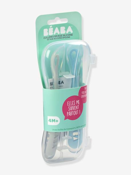 Lot de 2 cuillères ergonomiques d'apprentissage + boîte de transport BLEU/GRIS+ROSE/GRIS 3 - vertbaudet enfant 