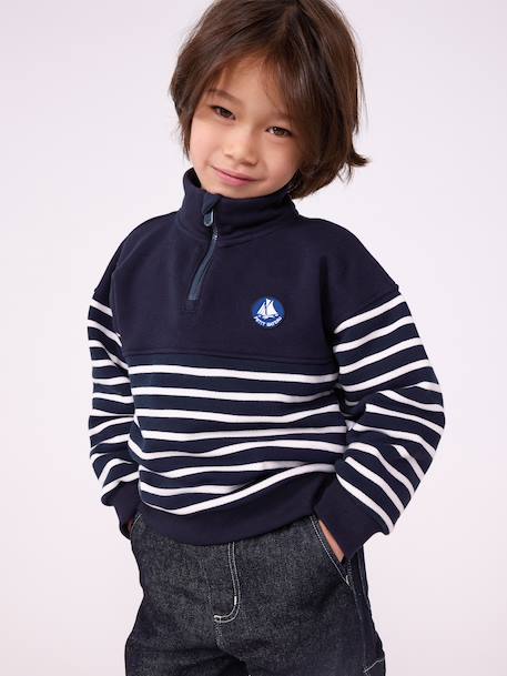 Sweatshirt col zippé marine 1 - vertbaudet enfant 