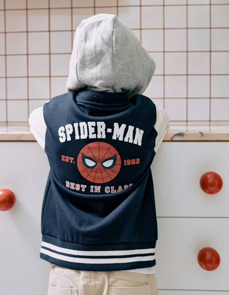 Blouson bomber en coton peigné à capuche spider-man Bleu foncé 1 - vertbaudet enfant 