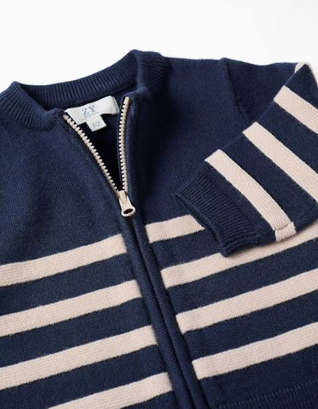 Cardigan en maille à rayures Bleu foncé 3 - vertbaudet enfant 