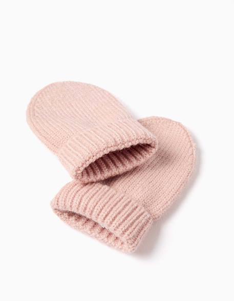 Ensemble bonnet + moufles en maille Rose clair 3 - vertbaudet enfant 
