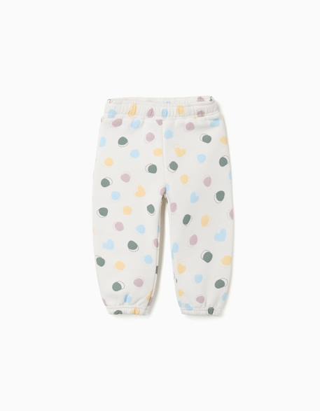 Pantalon en molleton avec doublure en coton peigné et motif à pois Blanc 2 - vertbaudet enfant 
