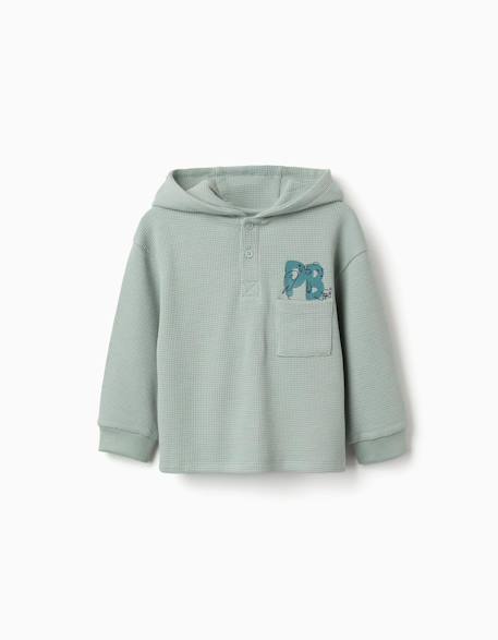 T-shirt à capuche avec imprimé et poche Vert 1 - vertbaudet enfant 