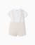 Barboteuse en coton et lin à rayures Beige clair 2 - vertbaudet enfant 