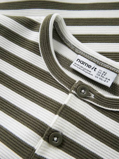 T-shirt rayé garçon à patte de boutonnage name it bleu grisé+olive 6 - vertbaudet enfant 