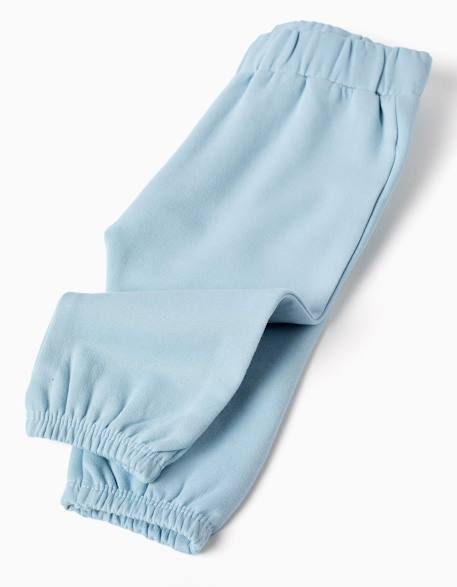 Ensemble de jogging en coton peigné avec volants Bleu clair 3 - vertbaudet enfant 