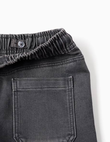 Pantalon de jogging en jean avec cordon de serrage et 5 poches Bleu foncé+Gris foncé 7 - vertbaudet enfant 
