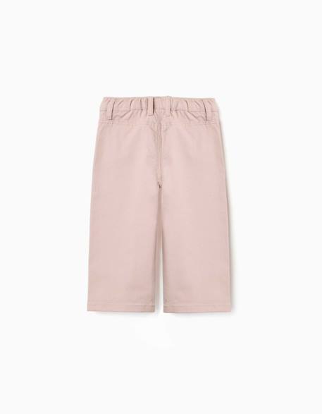 Pantalon en sergé à jambe large avec poches devant Rose clair 2 - vertbaudet enfant 