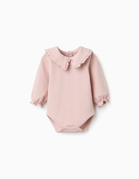 Body en coton à manches longues avec volants Blanc+Rose clair 5 - vertbaudet enfant 