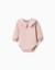 Body en coton à manches longues avec volants Blanc+Rose clair 5 - vertbaudet enfant 