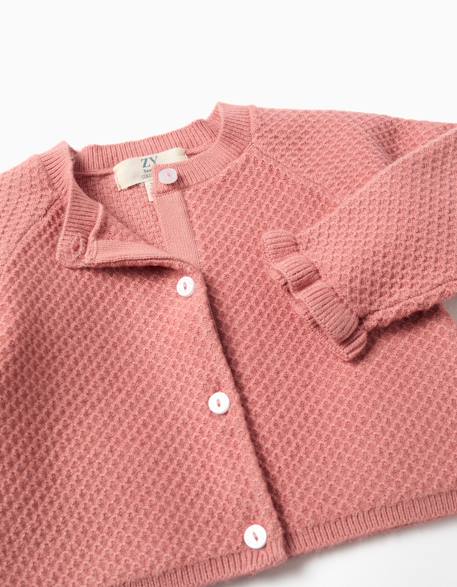 Gilet en maille avec poignets à volants Rose 3 - vertbaudet enfant 