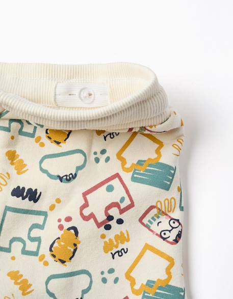 Pantalon de jogging en molleton avec doublure en coton peigné et imprimé Blanc 3 - vertbaudet enfant 