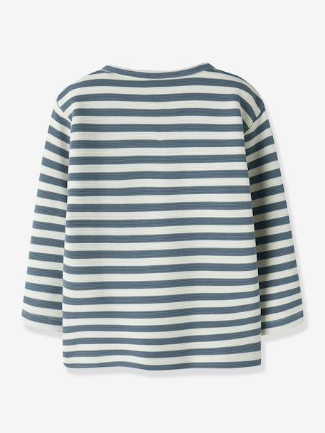 T-shirt rayé garçon à patte de boutonnage name it bleu grisé+olive 2 - vertbaudet enfant 