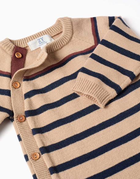 Combinaison en maille à rayures Beige clair 3 - vertbaudet enfant 