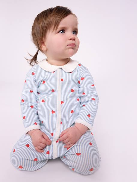 Pyjama bébé à col imprimé coeurs bleu clair 5 - vertbaudet enfant 
