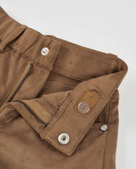 Short de fille en daim avec taille haute et fermeture à bouton Marron 4 - vertbaudet enfant 