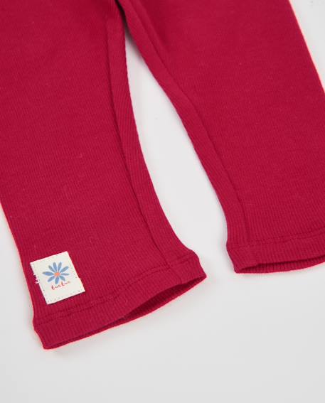 Legging bébé fille en jersey avec taille élastique brodée Rouge 4 - vertbaudet enfant 