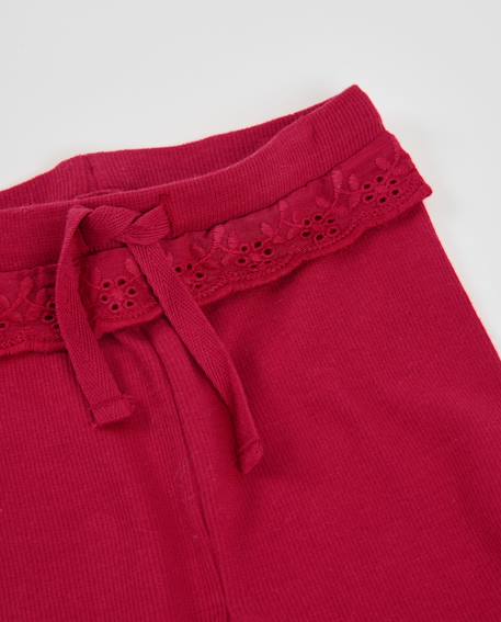 Legging bébé fille en jersey avec taille élastique brodée Rouge 3 - vertbaudet enfant 