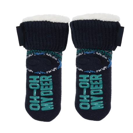 Chaussettes fourrées enfant marine noël 1/8 ans Jacquard marine 3 - vertbaudet enfant 