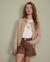 Short de fille en daim avec taille haute et fermeture à bouton Marron 1 - vertbaudet enfant 
