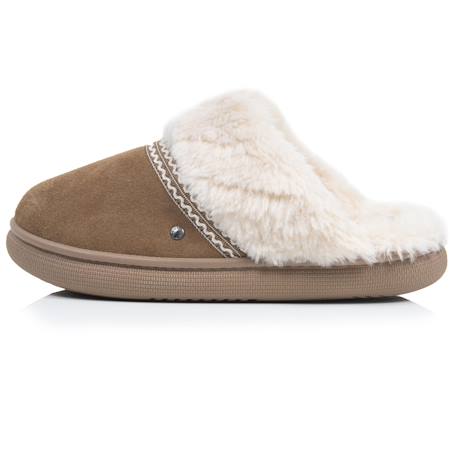 Chaussons mules cuir semelle bloup extra confort Beige+Camel 7 - vertbaudet enfant 
