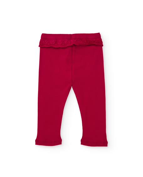 Legging bébé fille en jersey avec taille élastique brodée Rouge 2 - vertbaudet enfant 