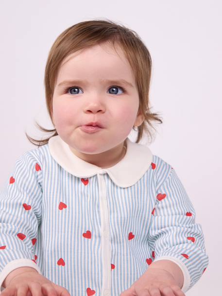 Pyjama bébé à col imprimé coeurs bleu clair 6 - vertbaudet enfant 