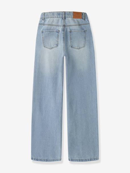 Jean wide leg fille avec surpiqûres strass name it, tour de taille réglable denim bleached 2 - vertbaudet enfant 