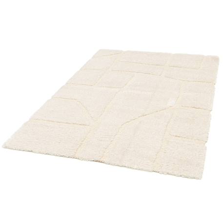 Tapis doux à relief en polyester recyclé murmure Beige sable+Blanc pur 12 - vertbaudet enfant 