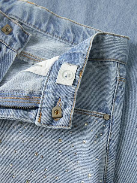 Jean wide leg fille avec surpiqûres strass name it, tour de taille réglable denim bleached 3 - vertbaudet enfant 