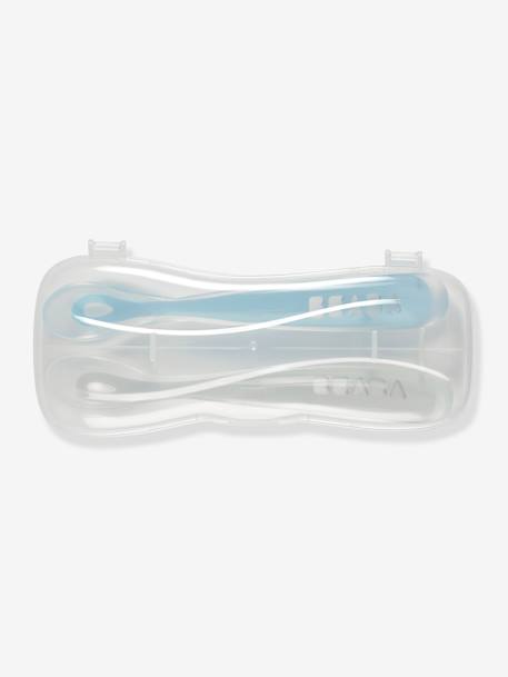 Lot de 2 cuillères ergonomiques d'apprentissage + boîte de transport BLEU/GRIS+ROSE/GRIS 2 - vertbaudet enfant 
