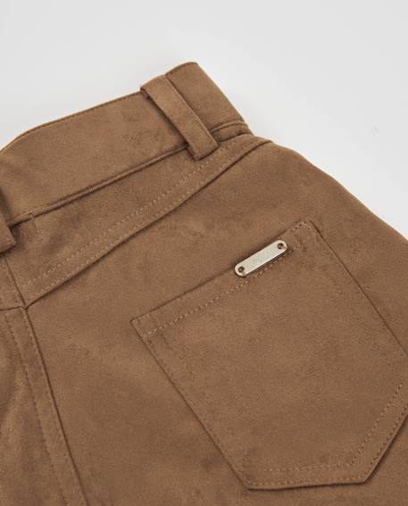 Short de fille en daim avec taille haute et fermeture à bouton Marron 5 - vertbaudet enfant 