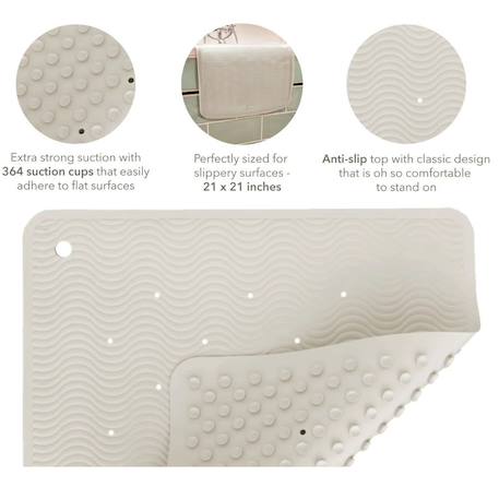 Tapis de bain rectangle antidérapant 39.5cm x 69.5cm en caoutchouc marble Gris 3 - vertbaudet enfant 