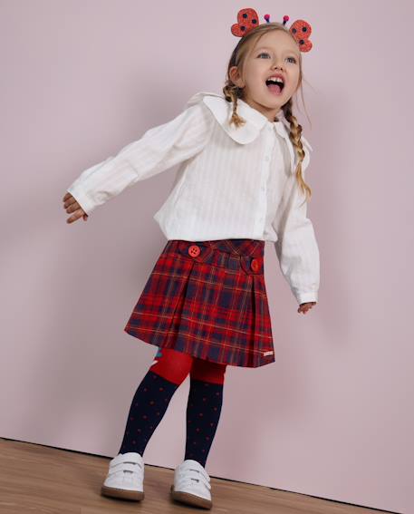 Jupe à carreaux pour fille avec boutons décoratifs Rouge 1 - vertbaudet enfant 