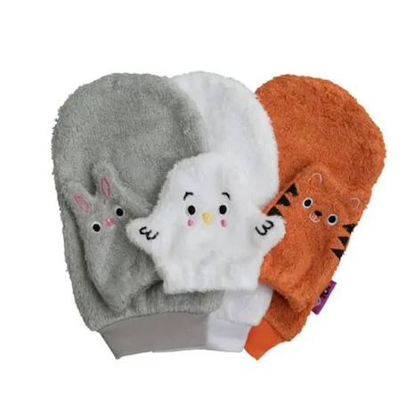 Lot de 6 gants de toilette  - animaux Multi-coloured 1 - vertbaudet enfant 
