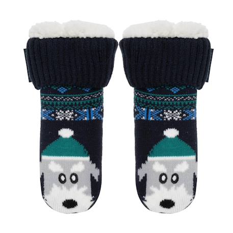 Chaussettes fourrées enfant marine noël 1/8 ans Jacquard marine 2 - vertbaudet enfant 