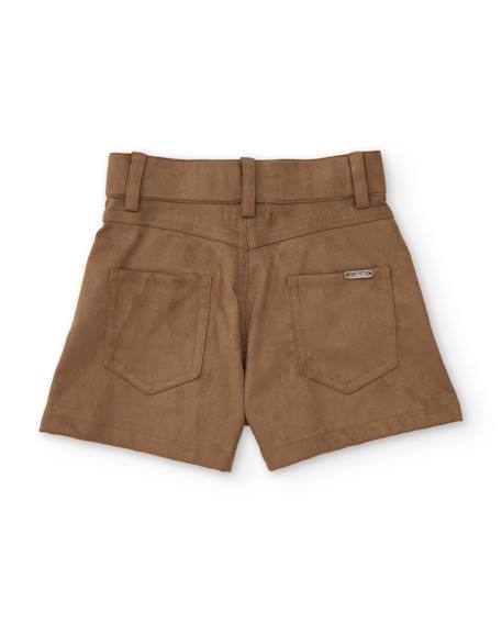 Short de fille en daim avec taille haute et fermeture à bouton Marron 3 - vertbaudet enfant 