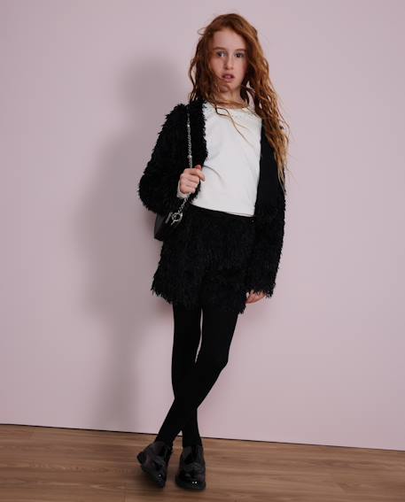 Short fille avec effet plume et toucher agréable Noir 1 - vertbaudet enfant 