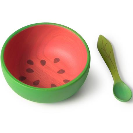 Set repas bébé bol et cuillère wally la pastèque Rouge, vert, noir 2 - vertbaudet enfant 