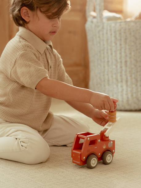 Camion pompier en bois rouge 4 - vertbaudet enfant 